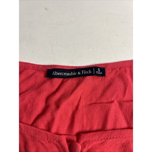 Abercrombie And Fitch Women's Shirt top blouse Small Red Long Sleeve Ruffle - Picture 4 of 7